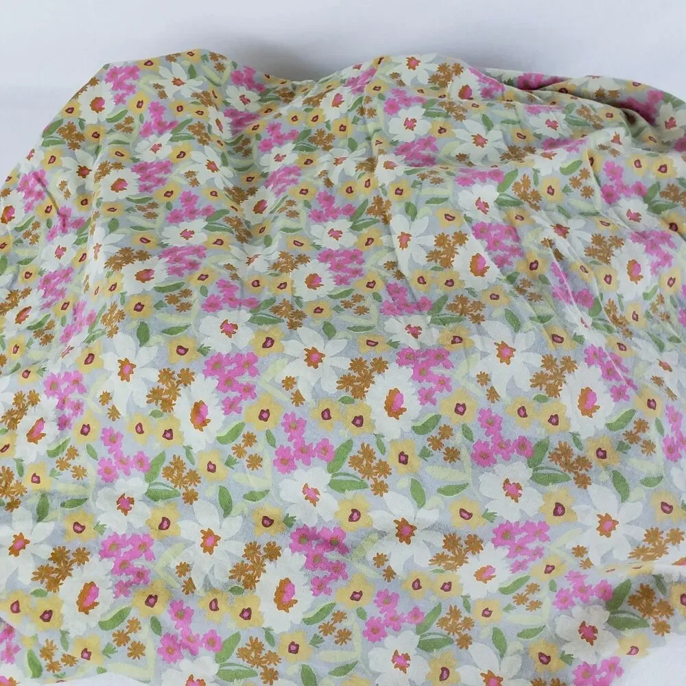 Natural Life Boho Cottage Floral Print Queen Size Fitted Sheet 100% Cotton